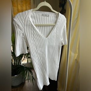 Mango White Short Sleeve Top